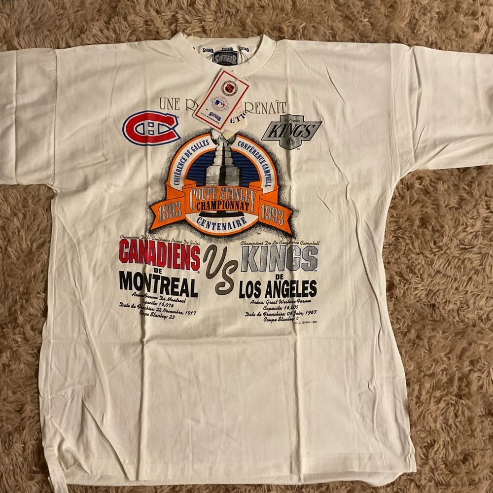 NHL White Canadiens vs Kings Centennial Graphic Tee Size XL